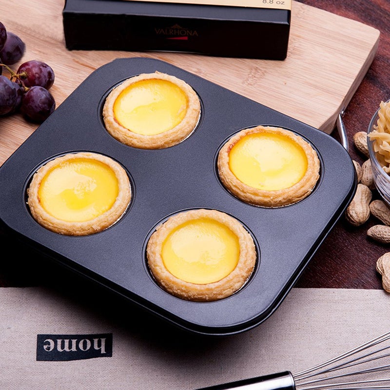 HYTK 4 Cup Muffin Pan 2 Pcs (8.5 X 7.48 Inch) Air Fryer Small Oven Cupcake Baking Pan Non Stick No Toxic Bakeware - Image 4